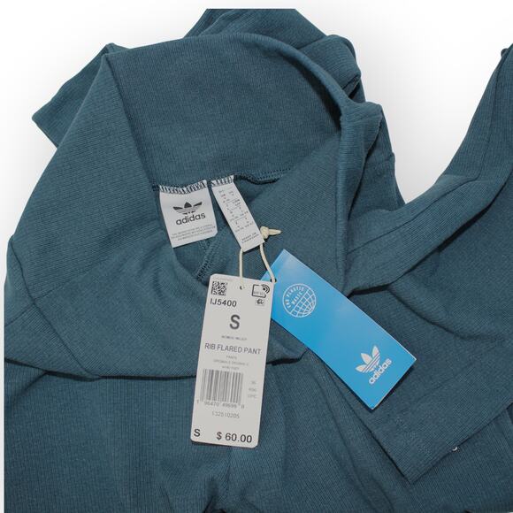 Small NEW Adidas Essential Rib Flared Legging ArcticNight Teal 32"Inseam - Picture 11 of 11